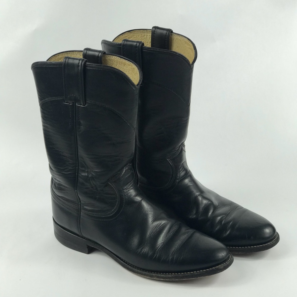 Justin L3703 Cora Roper Boots 10” Black Kipskin 7B